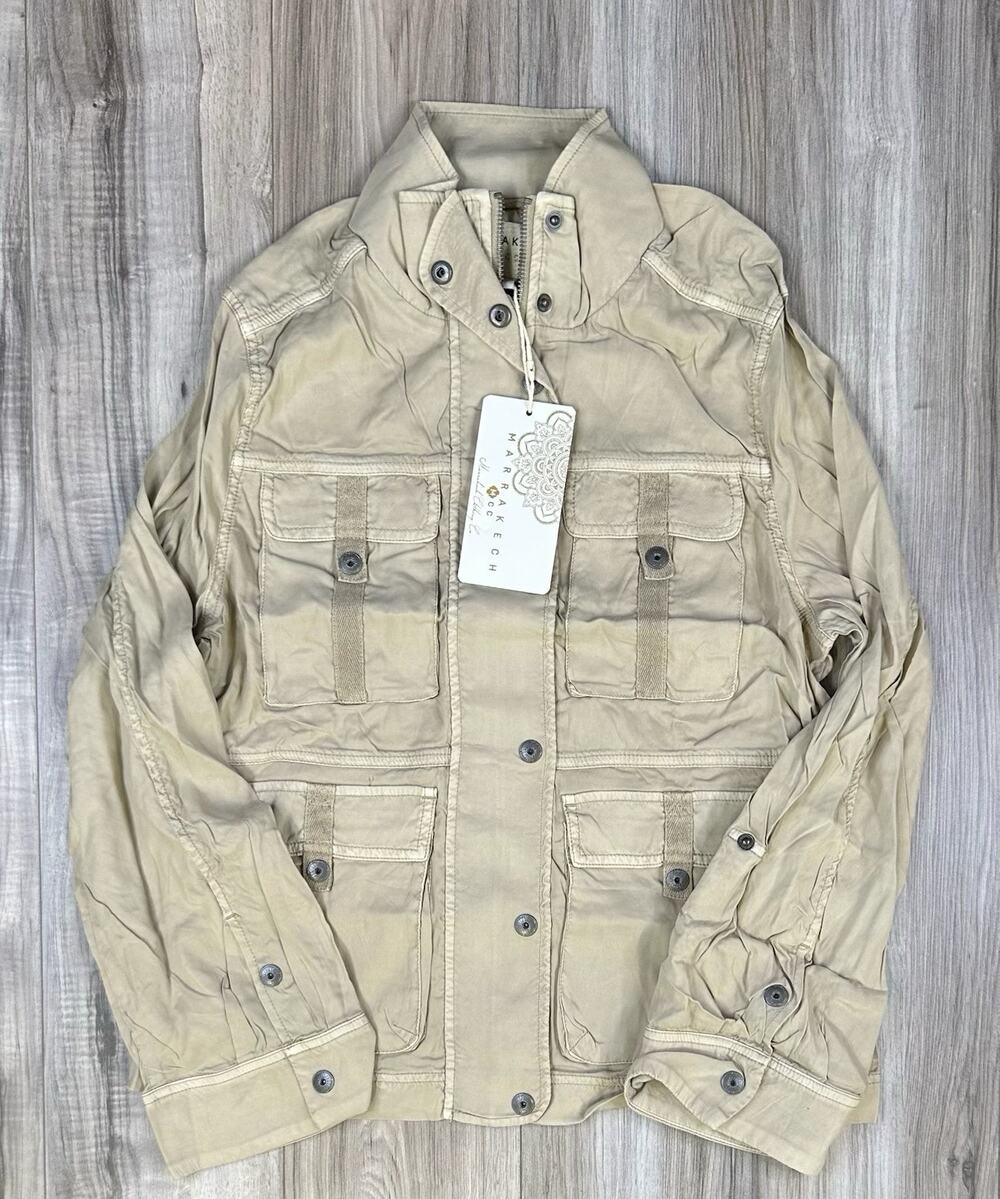 Marrakech Utility Field Jacket Clay Brown Womens Size Medium Zip Pockets NEW